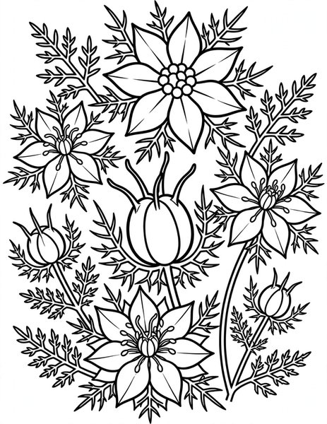Nigella Love Mist coloring page