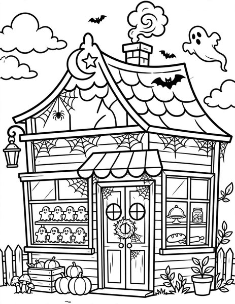 Haunted Bakery coloring page