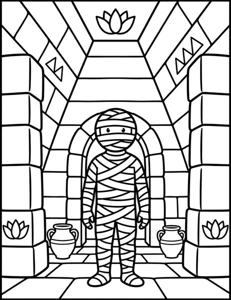 Mummy in a Pyramid coloring page