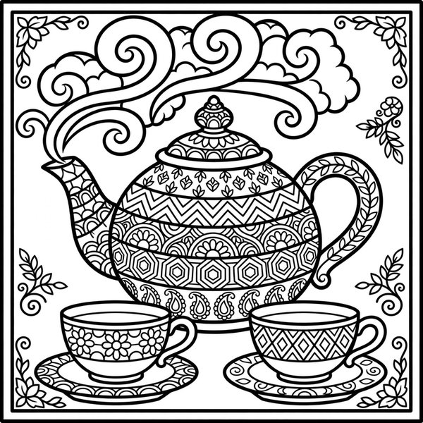 Teapot coloring page