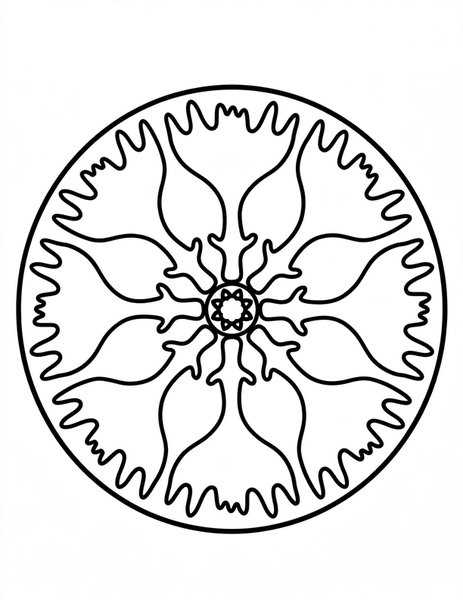 Moose Antler Mandala coloring page: Wide antlers branch in a circle.