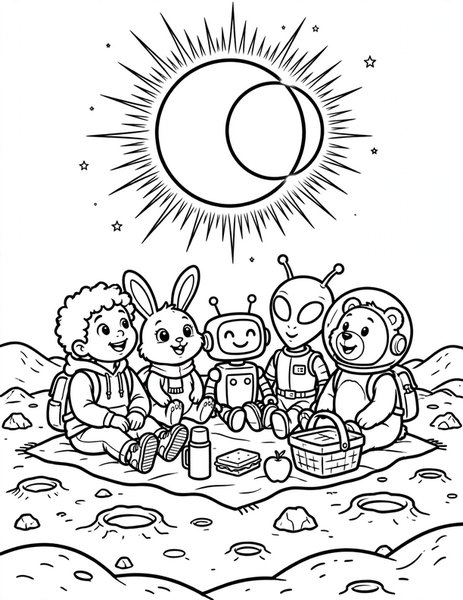 Eclipse Party coloring page