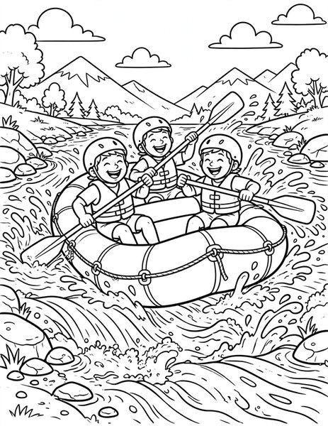 River Raft Ride coloring page