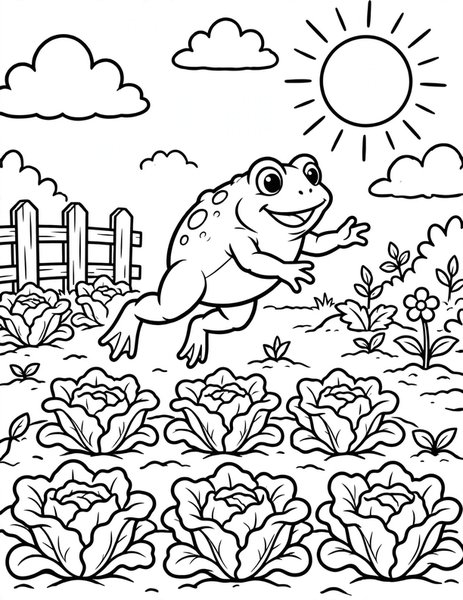 Garden Toad Hop coloring page
