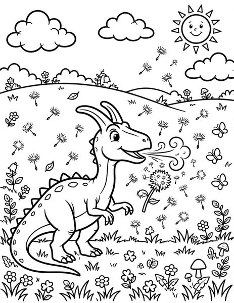 Dilophosaurus Dandelion coloring page