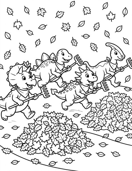Leaf Raking Relay coloring page