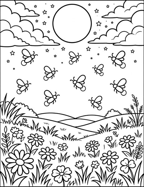 Moonlit Meadow coloring page