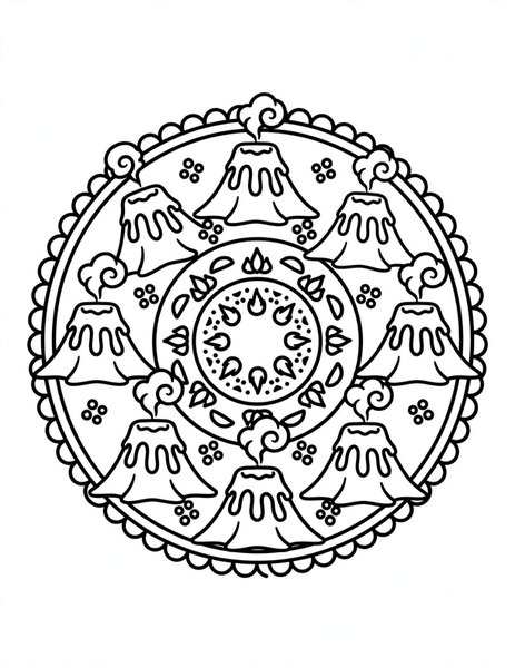 Volcano Lava Mandala coloring page