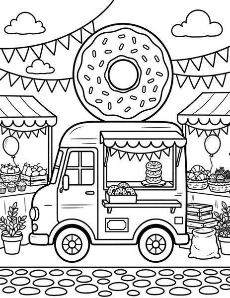 Donut Truck coloring page