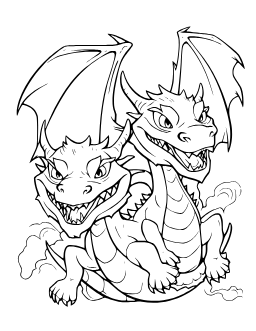 Dragons coloring page: Two Dragons
