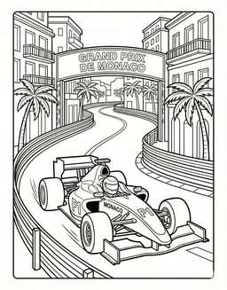 Formula 1 Racecar coloring page: Formula 1 racecar Monaco