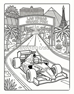 Formula 1 Vegas coloring page: Formula 1 racecar Vegas