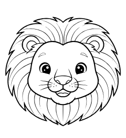Friendly Lion coloring page: A friendly lion with a big mane.