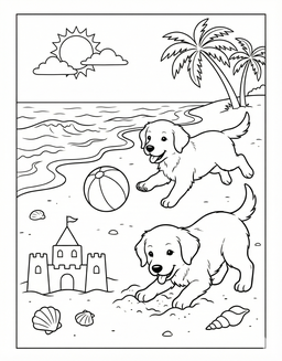 Golden Retrievers coloring page: Two Golden Retrievers