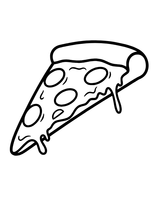 Pizza Slice coloring page: A slice of pepperoni pizza with melting cheese