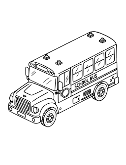 School Bus coloring page: A classic bus with big windows.