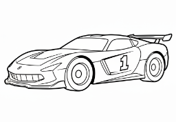 Speedy Racecar coloring page: A sleek race car with the number one on the side.