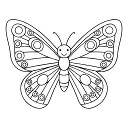 Symmetrical Butterfly coloring page: A simple butterfly with symmetrical wing patterns.