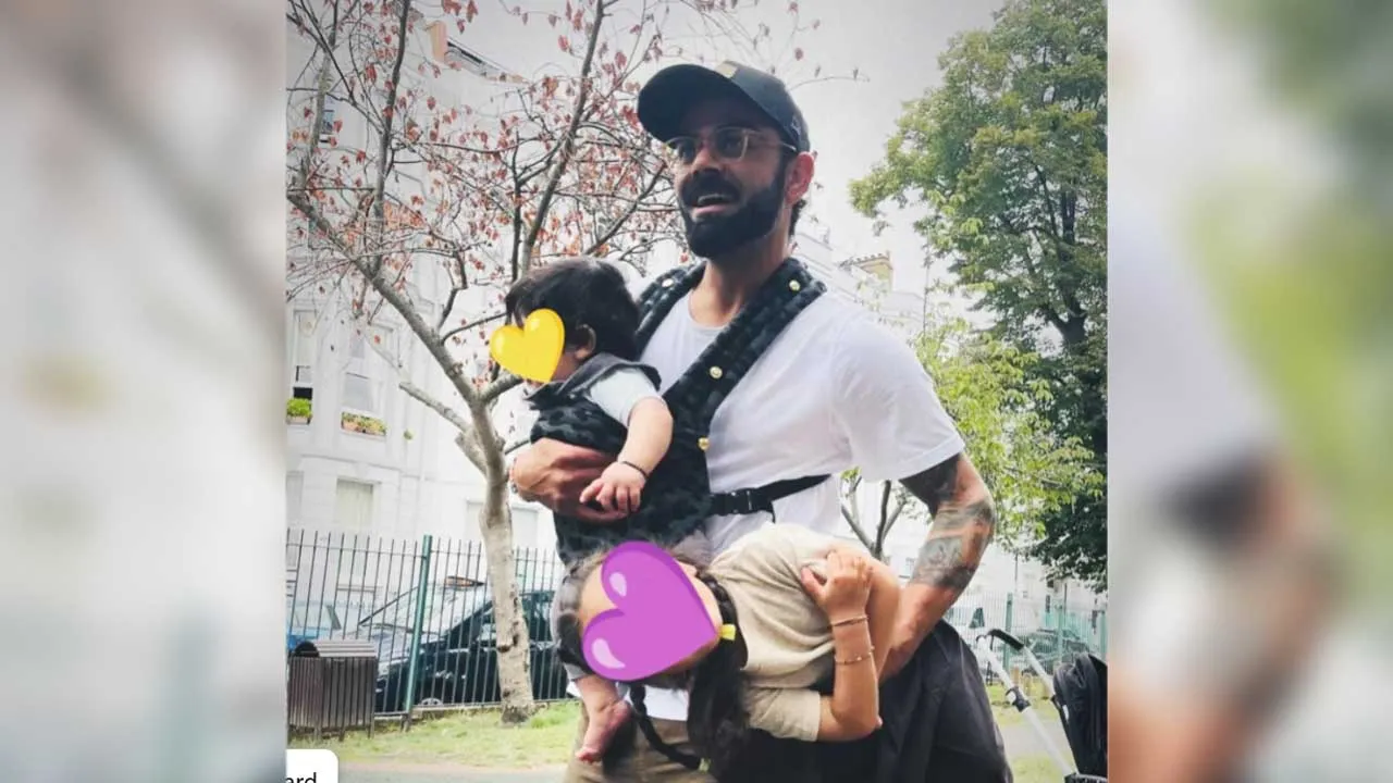 Virat Kohli with Akaay and Vamika