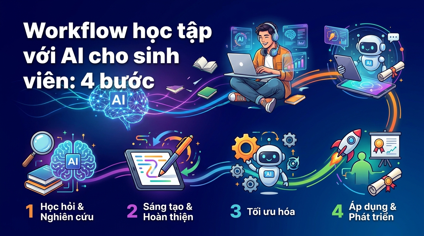 Workflow học tập với AI cho sinh viên: 4 bước