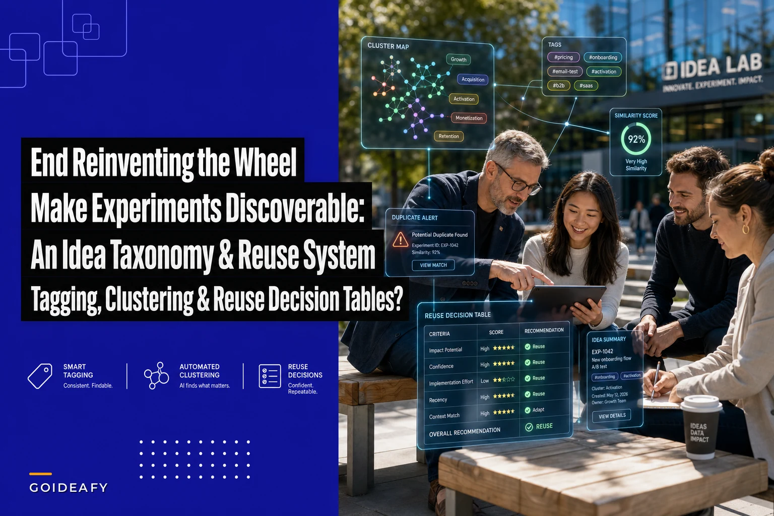 End Reinventing the Wheel: An Idea Taxonomy and Knowledge‑Reuse System to Make Past Experiments Discoverable