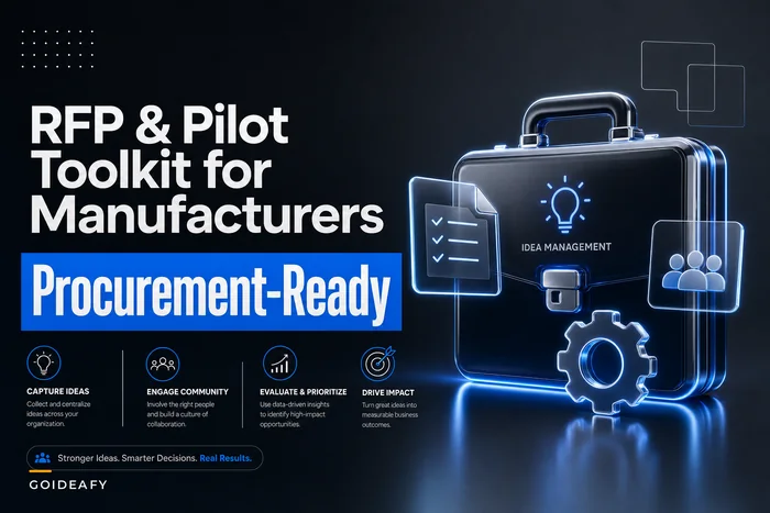 RFP & Pilot Toolkit for Idea‑Management Software — 30 Vendor Questions, Integration Test Cases, Pilot KPIs, and Contract Clauses for 200–1,000‑Employee Manufacturers
