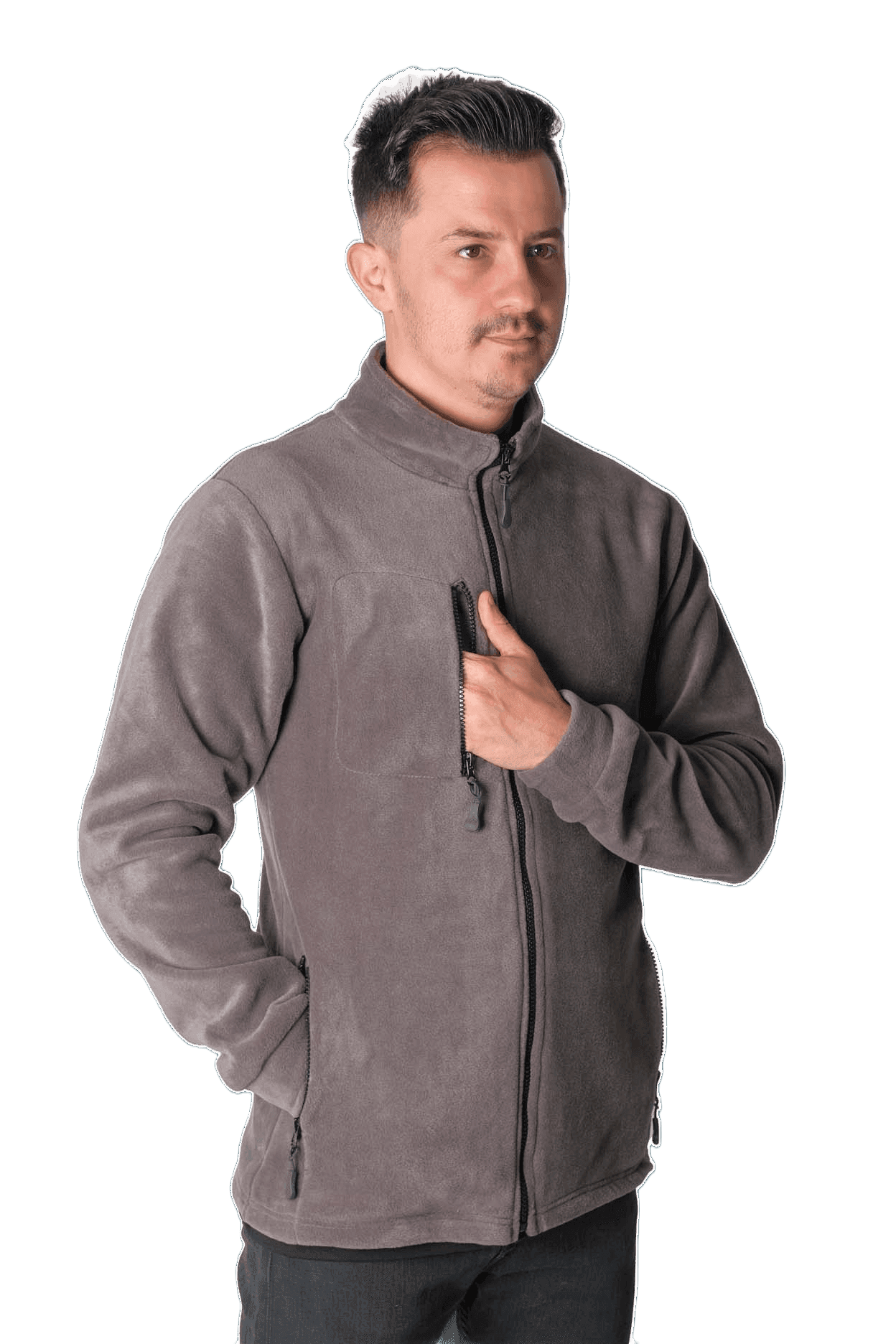 Promosyon Baskılı Üç Cep Fermuarlı Polar Ceket