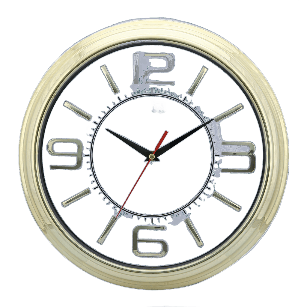 Mineral Cam Akar Saniye Plastik Kromajlı Çerçeve 38 cm Duvar Saati