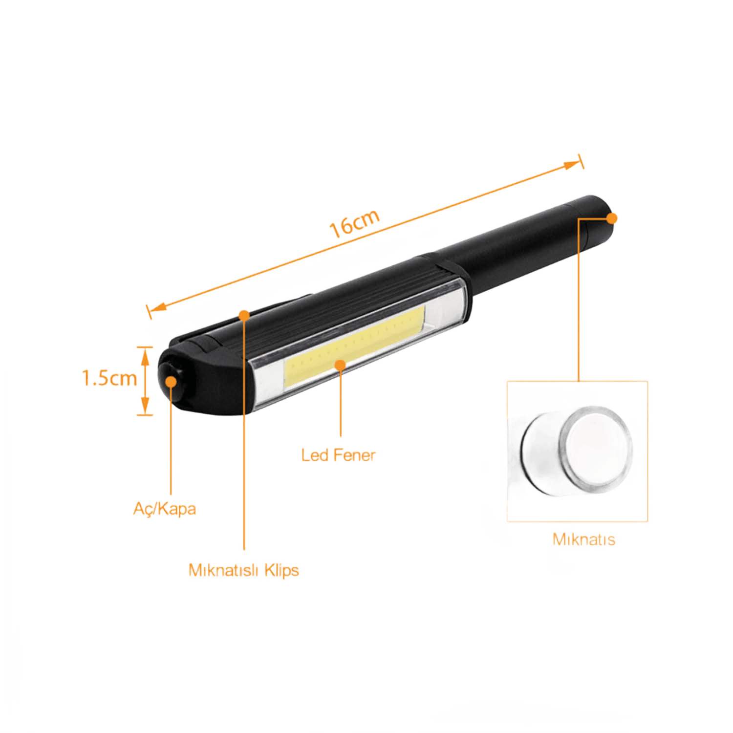Mıknatıslı COB LED El Feneri