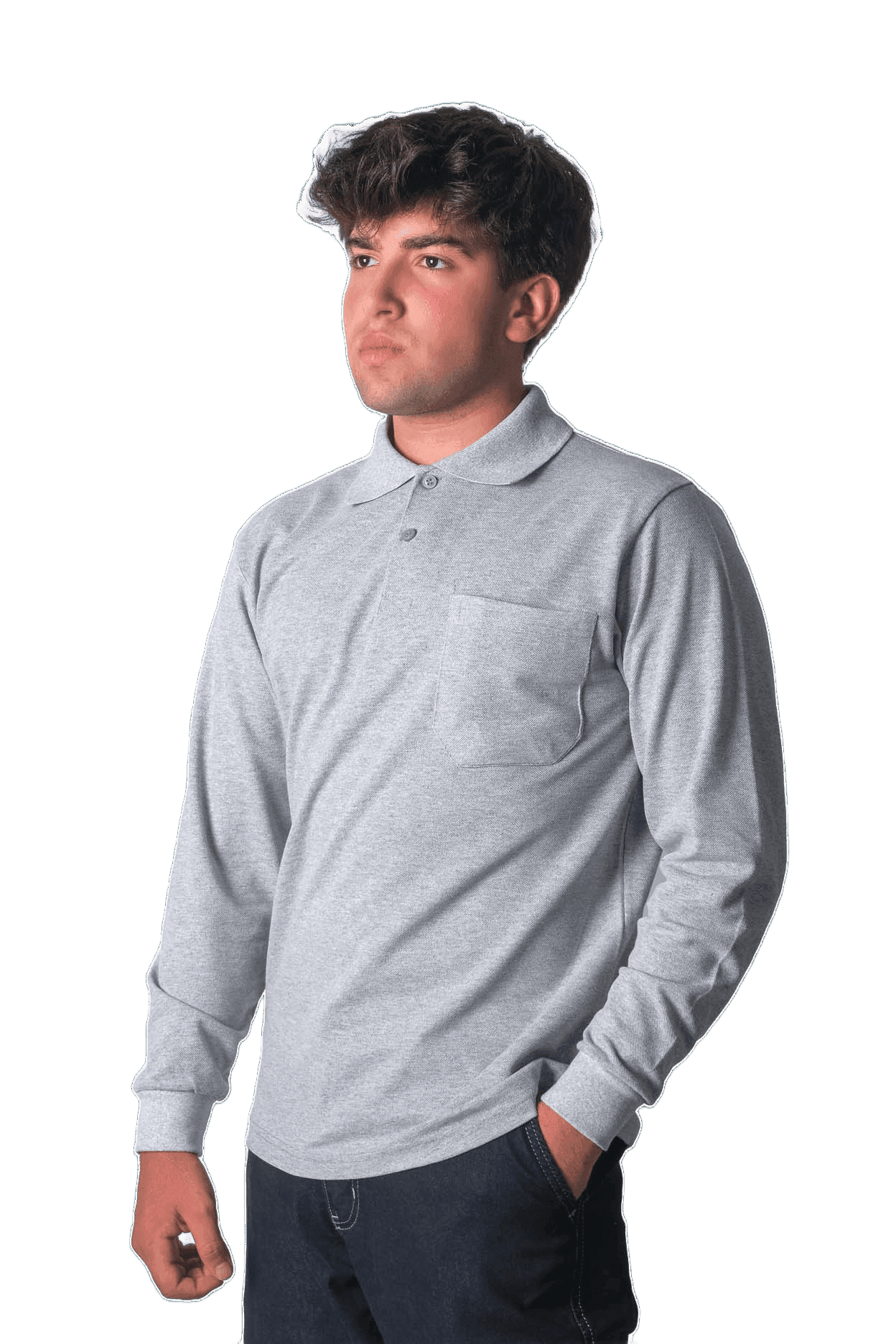 Promosyon Baskılı Polo Yaka Open-End Uzun Kol T-shirt