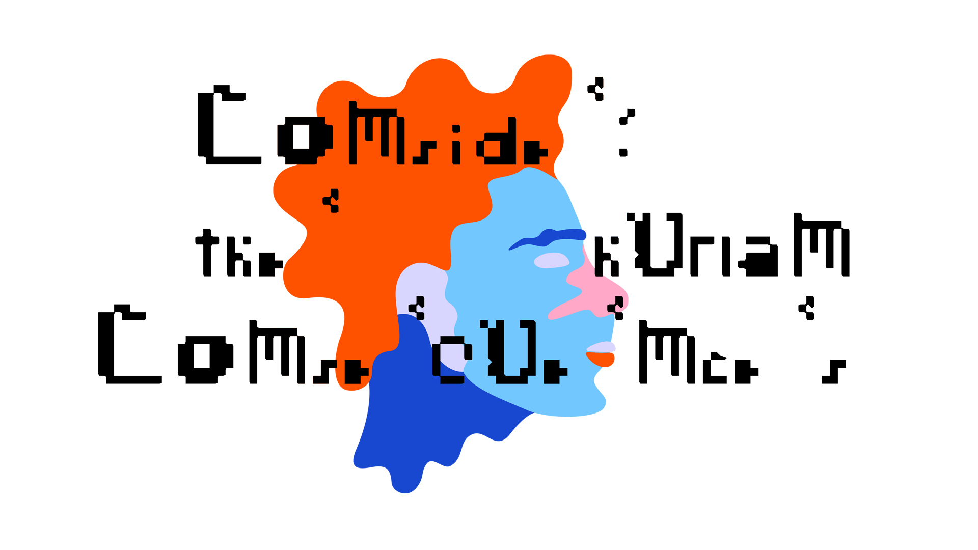 A similar side profile of a face in shades of blue, pink, and orange on a black background. The style is abstract, with bold colors and minimal details.