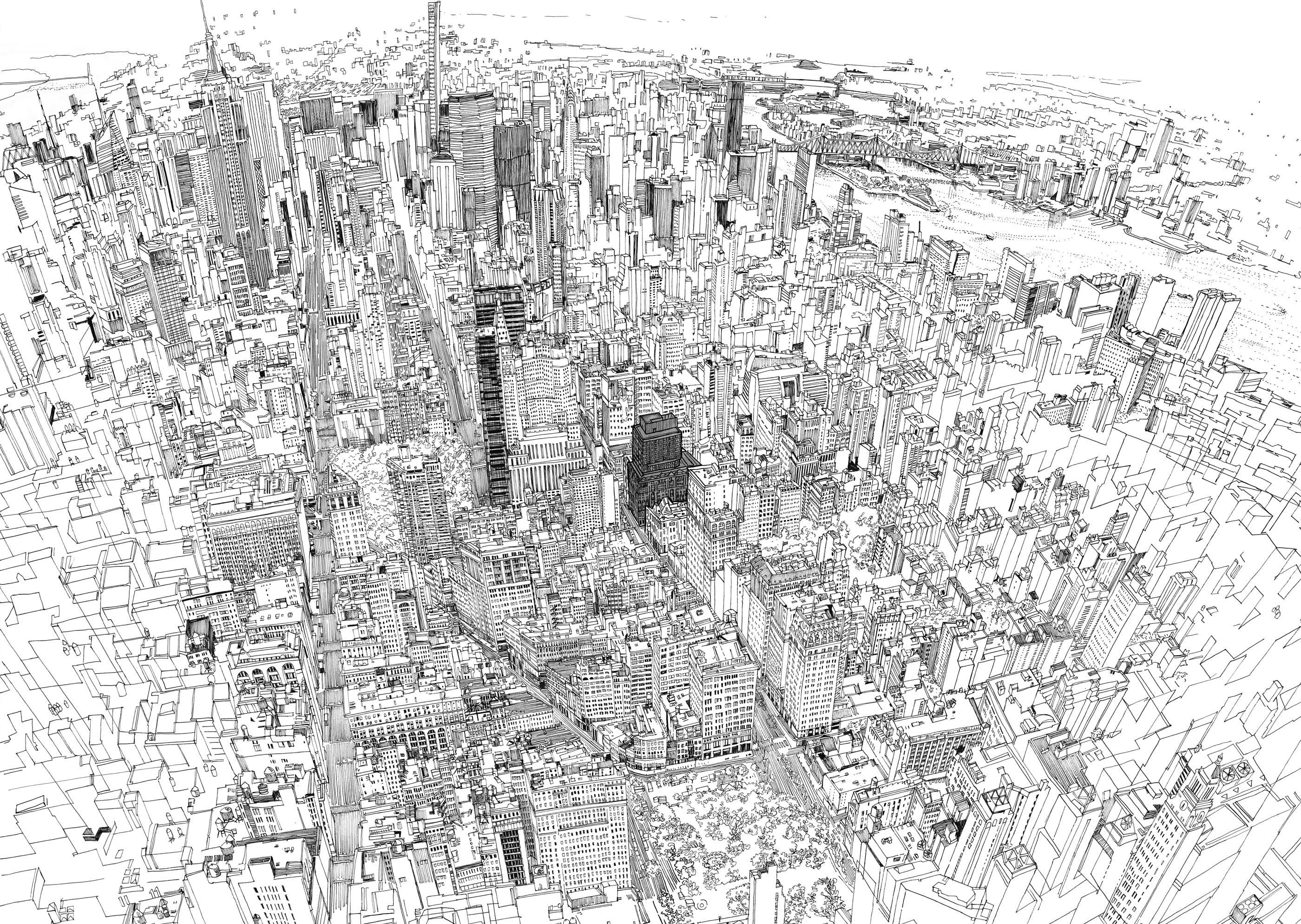 These Insanely Detailed Cityscapes Are Drawn by Hand
