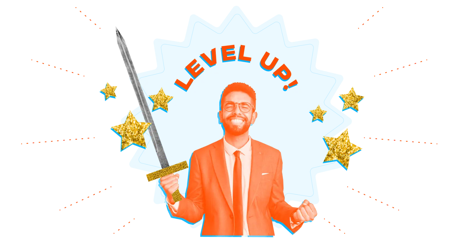 A team member celebrating leveling up
