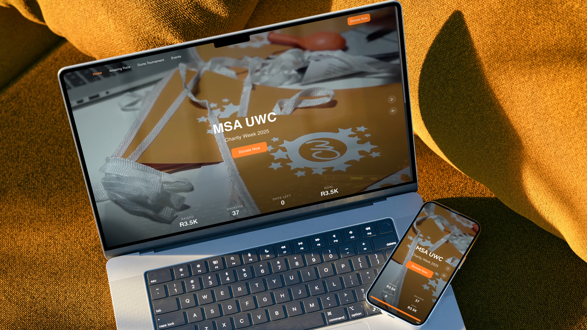 MSA UWC Charity Week project mockup