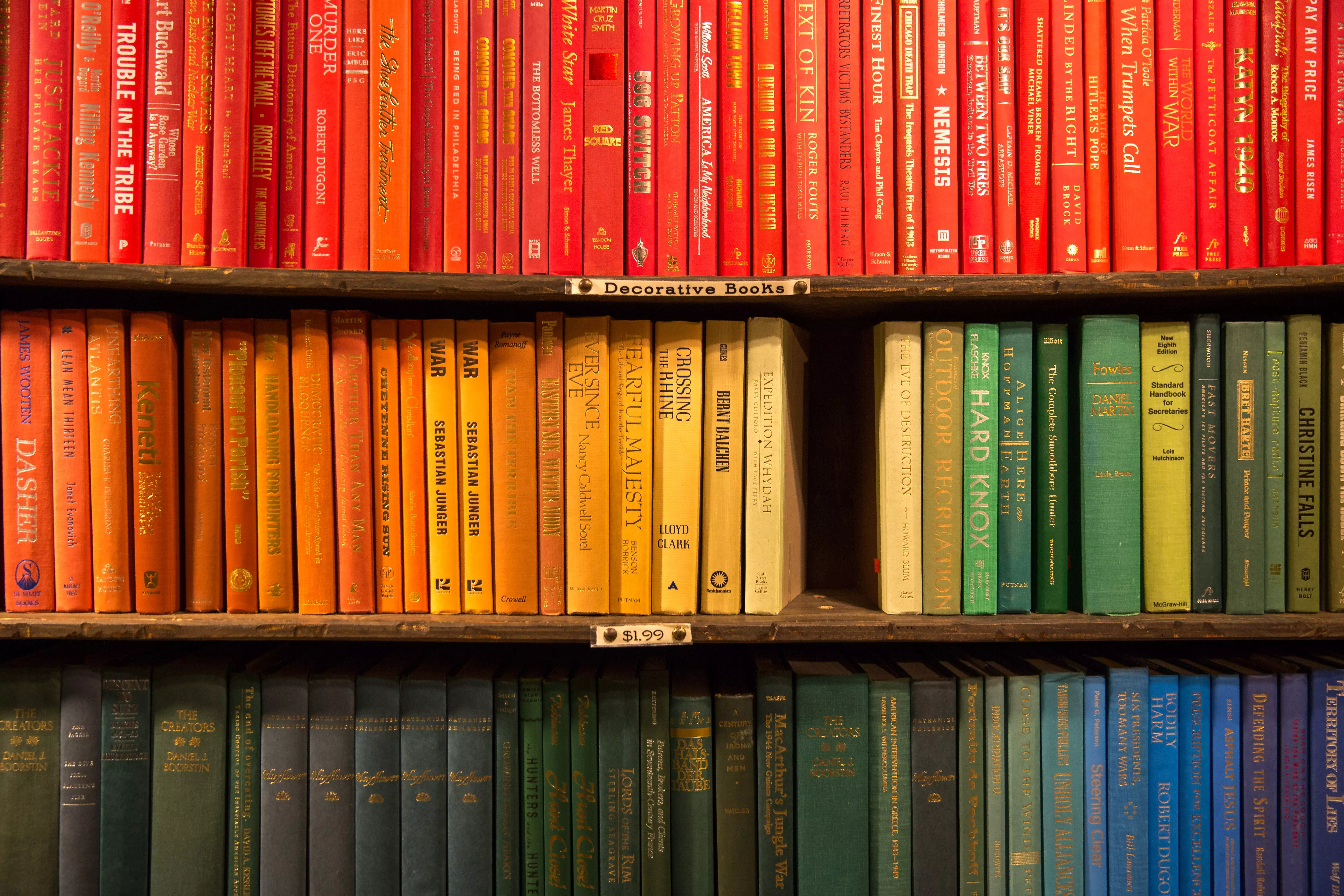Shelf full colorful of books