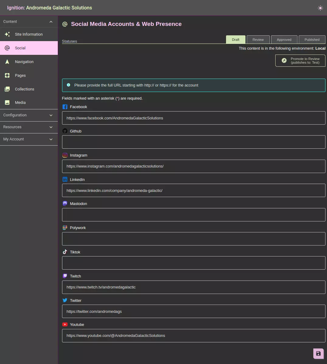 Social - Dark Screenshot of Social page