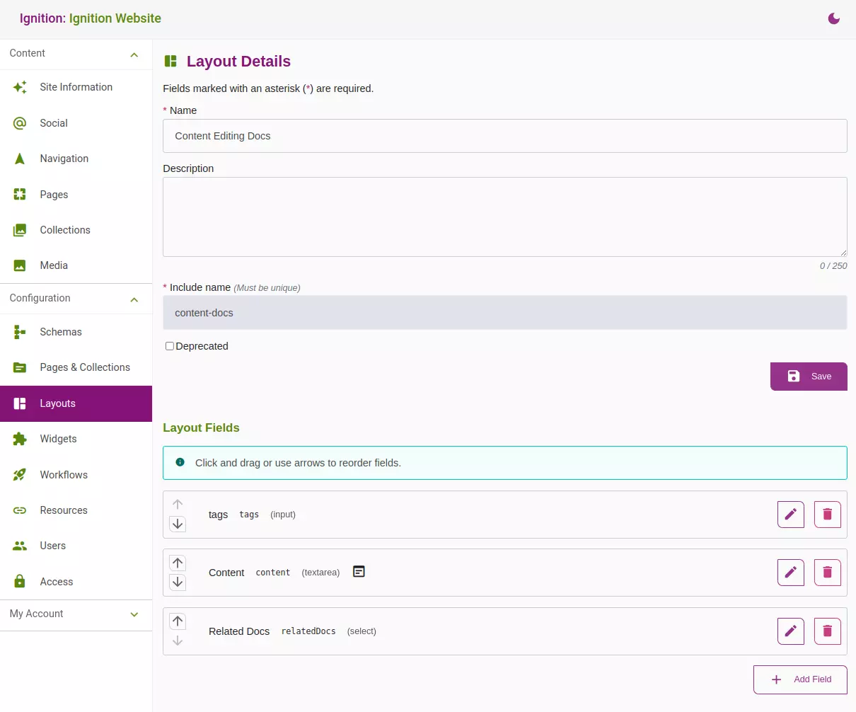 Layout Screenshot of a sample layout page