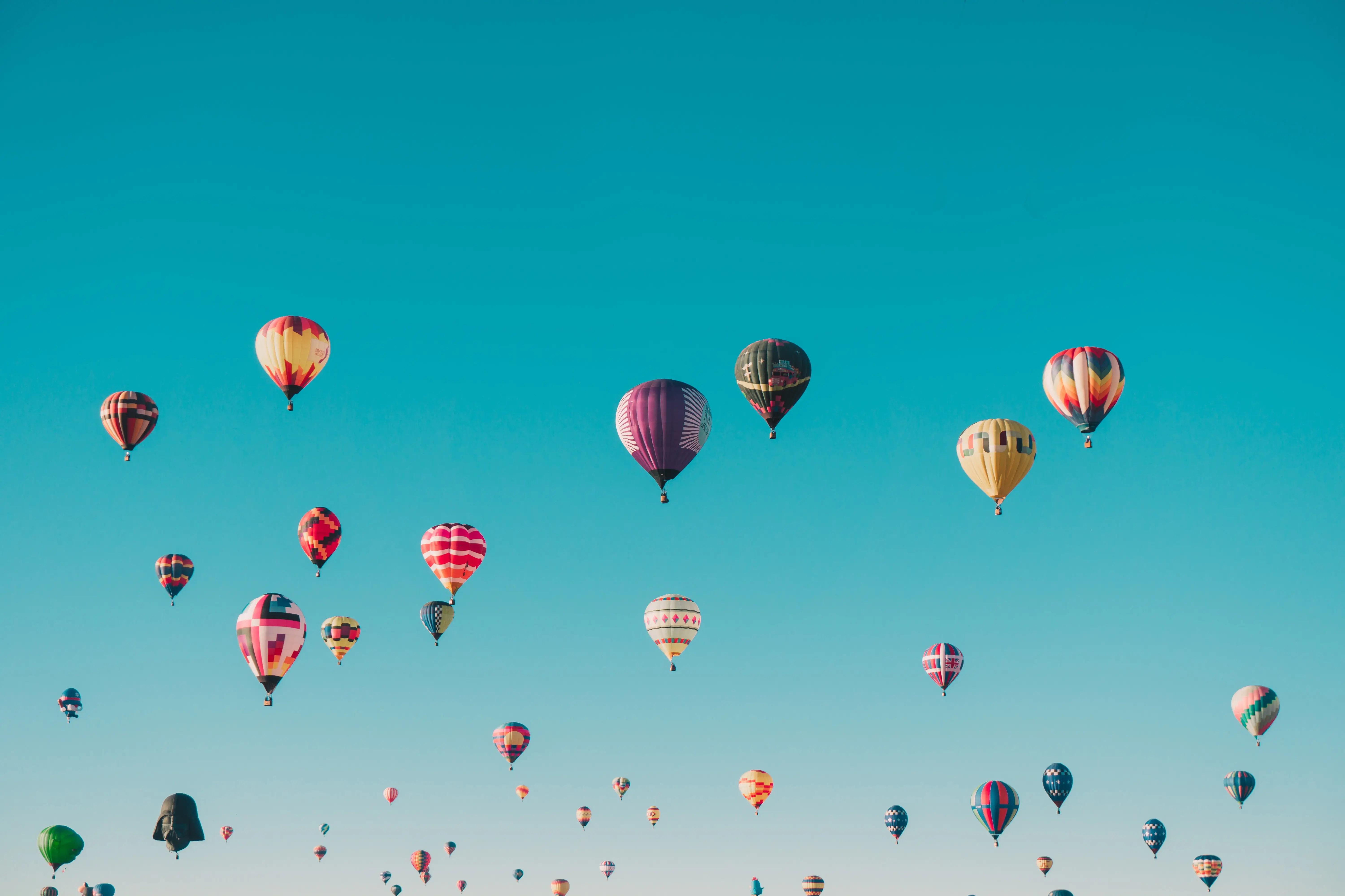 Air balloons on an azure sky