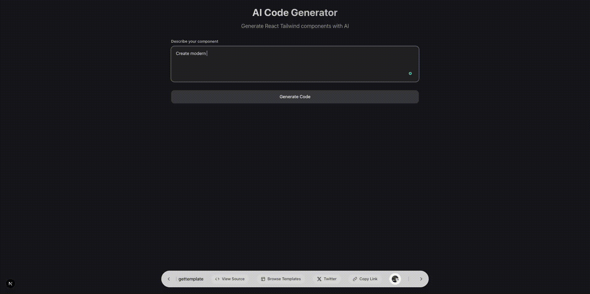 AI React Tailwind Code Generator App