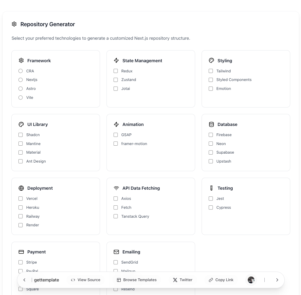 Nextjs repository generator using AI LLM