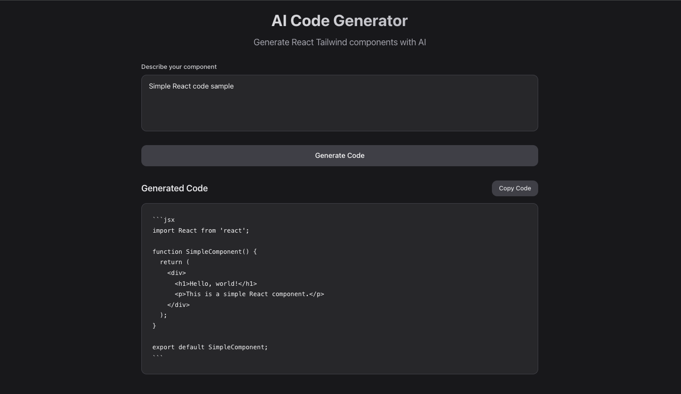 React AI Code Generator