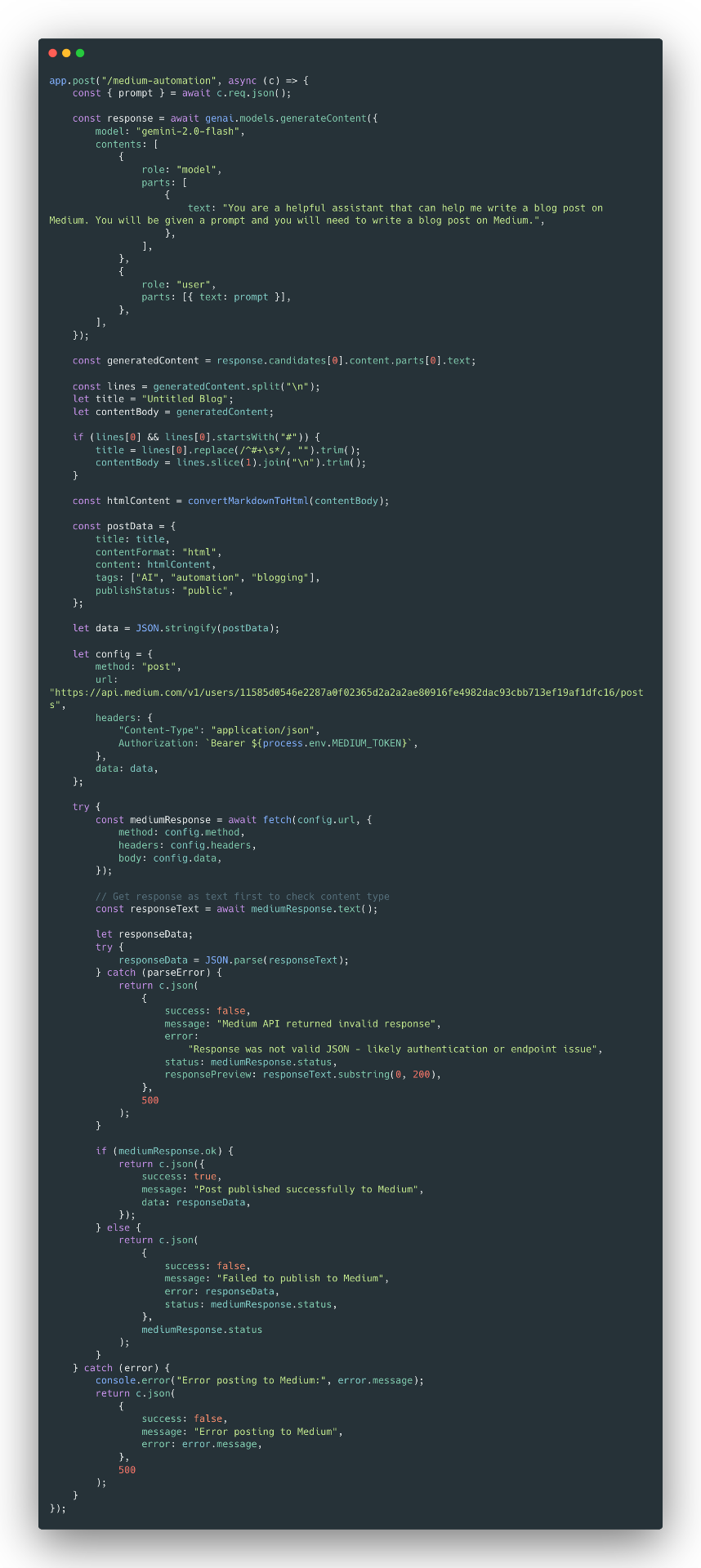 Medium API automation