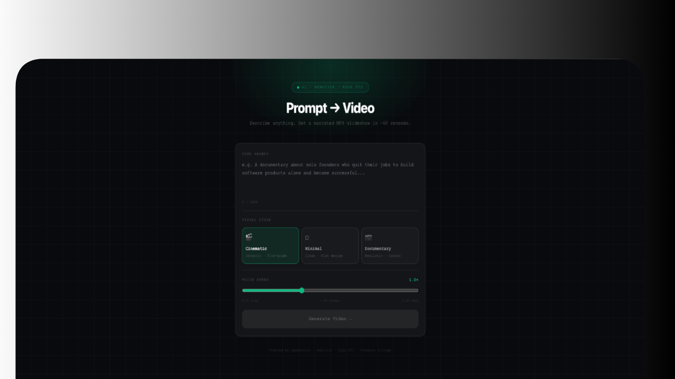 Prompt to Video App