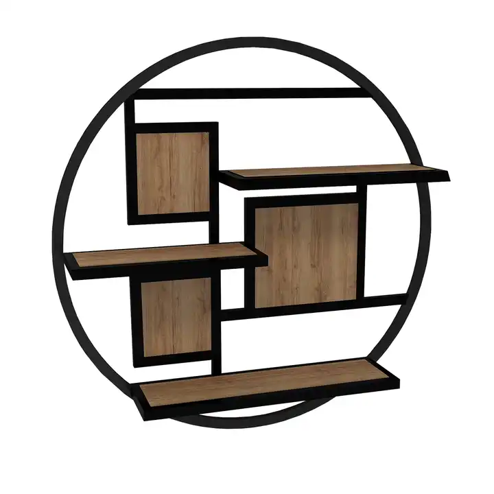 Best Design Fassley 3 Shelf Wall Shelf And Unit Iron Shelf Wood Look