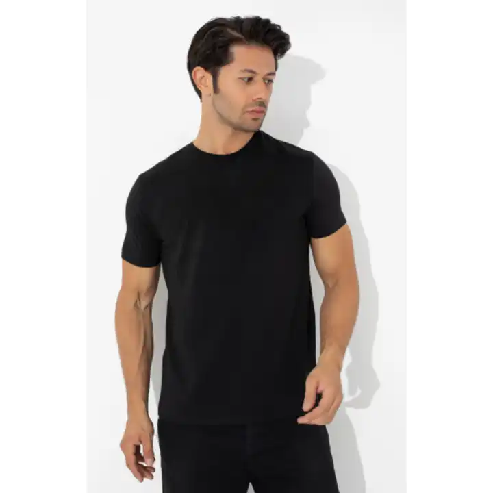 OEM Customized Round Neck Black Blank 100% Cotton T-shirt Men's Casual Cotton Plain Tshirt In Bulk