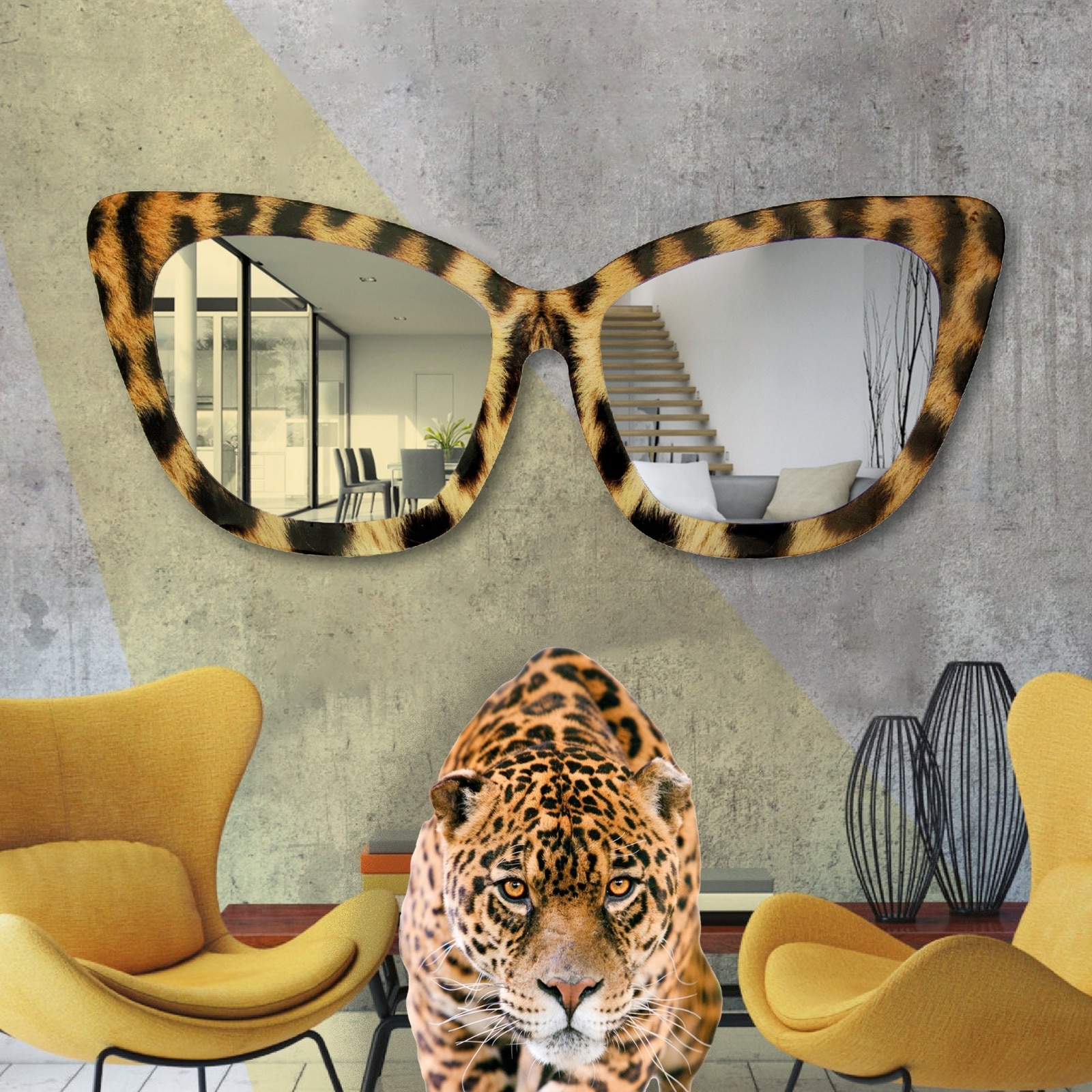 leopard glasses mirror