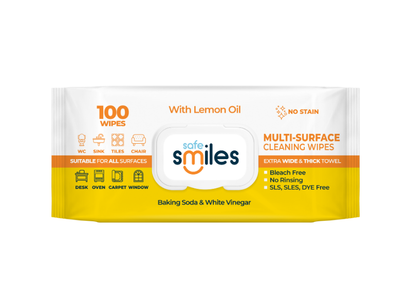 Safe Smiles Multi Surface Wet Wipes - Lemon Oil Scented