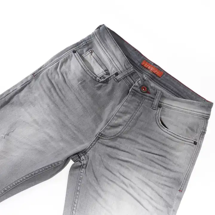 High Quality Men Stretch Jeans Streetwear Mens Denim Turkish Quality light gray with without damaged and plain