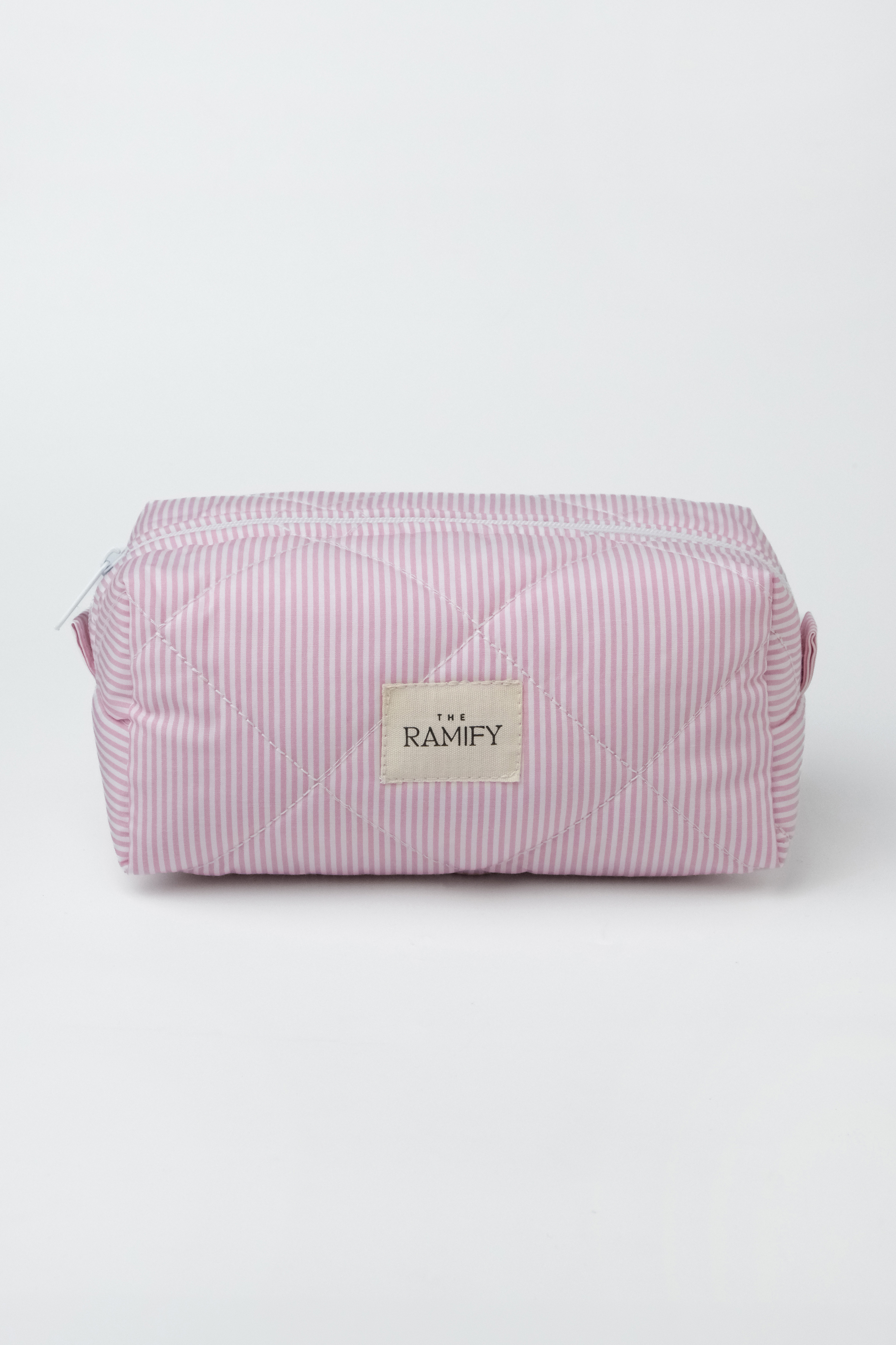 Striped Quilted Makeup Bag – Customizable Wholesale Cosmetic Pouch