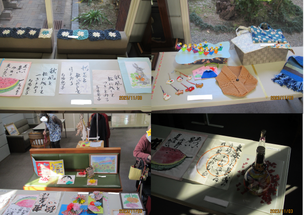 文化祭に展示された利用者の手作り作品